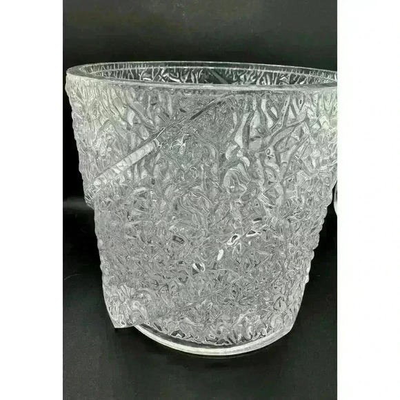 Vintage Mid-Century Modern Lucite Iceberg Textured Ice Bucket Stunning Clear - Picture 11 of 13